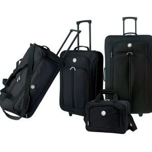 4-Piece Soft Side Luggage Set - Black